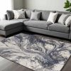 8' X 11' Grey Machine Woven Abstract Watercolor Indoor Area Rug