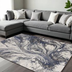 8' X 11' Grey Machine Woven Abstract Watercolor Indoor Area Rug