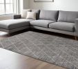 8' X 11' Grey Machine Woven Geometric Indoor Area Rug