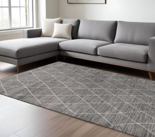 8' X 11' Grey Machine Woven Geometric Indoor Area Rug