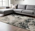 7' X 10'  Polyester Silver Charcoal Area Rug