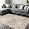 7' X 10'  Polyester Sand Silver Area Rug