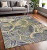5' X 8' Blue Green Hand Tufted Caladium Indoor Area Rug