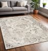 8' X 10' Grey Machine Woven Distressed Floral Traditional Indoor Area Rug