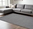 8' X 10' Grey Hand Woven Houndstooth Indoor Area Rug