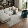 7' X 9' Gray and Ivory Wool Hand Woven Area Rug