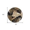 8' Midnight Black Hand Tufted Tropical Leaves Round Indoor Area Rug