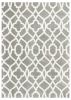 8' X 11' Grey Ivory Machine Woven Ogee Indoor Shag Area Rug