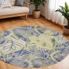 7' Round Wool Blue Or  Green Area Rug