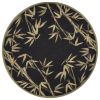 8' Black Hand Tufted Bordered Tropical Bamboo Round Indoor Area Rug