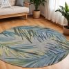 7' Round Wool Grey Or  Blue Area Rug