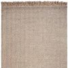9' X 12' Oatmeal Beige Hand Woven Herringbone With Braided Fringe Indoor Area Rug