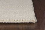 8' X 10' White Ivory Hand Woven Knobby Cornish Stripe Indoor Area Rug
