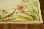 8' X 10' Ivory Hand Tufted Bordered Tropical Plants Indoor Area Rug