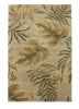 8' X 11' Sand Beige Hand Tufted Tropical Leaves Indoor Area Rug