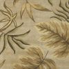 8' X 11' Sand Beige Hand Tufted Tropical Leaves Indoor Area Rug
