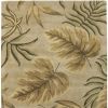 8' X 11' Sand Beige Hand Tufted Tropical Leaves Indoor Area Rug