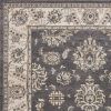 9' X 12' Grey Ivory Bordered Floral Indoor Area Rug
