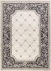 9' X 12' Ivory Grey Bordered Floral Indoor Area Rug