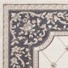 9' X 12' Ivory Grey Bordered Floral Indoor Area Rug