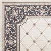 9' X 12' Ivory Grey Bordered Floral Indoor Area Rug