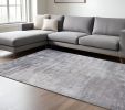8' X 10' Slate Grey Hand Loomed Abstract Brushstroke Indoor Area Rug
