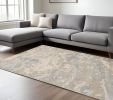 9' X 13'  Polyester Sand Grey Area Rug