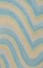 3' X 5' Ocean Blue Beige Hand Tufted Abstract Waves Indoor Area Rug