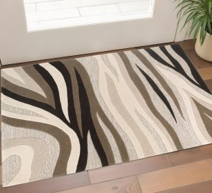 3' X 5' Beige Wool Abstract Hand Tufted Area Rug