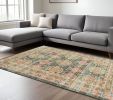 5' X 7' Charcoal Southwestern Hand Woven Distressed Area Rug