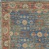 5' X 7' Blue and Red Floral Medallion Hand Woven Area Rug