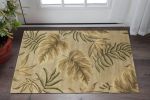 3' X 5' Sand Beige Hand Tufted Tropical Leaves Indoor Area Rug
