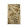 3' X 5' Sand Beige Hand Tufted Tropical Leaves Indoor Area Rug