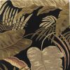 3' X 5' Midnight Black Hand Tufted Tropical Leaves Indoor Area Rug