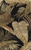 3' X 5' Midnight Black Hand Tufted Tropical Leaves Indoor Area Rug