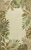3' X 5' Ivory Hand Tufted Bordered Tropical Leaves Indoor Area Rug