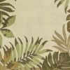 3' X 5' Ivory Hand Tufted Bordered Tropical Leaves Indoor Area Rug