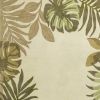 3' X 5' Ivory Hand Tufted Bordered Tropical Leaves Indoor Area Rug