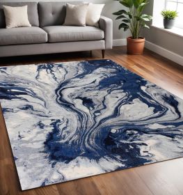 5' X 8' Blue Watercolor Indoor Area Rug