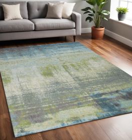 5' X 8' Blue Or Green Abstract Indoor Area Rug