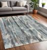 5' X 8' Teal Abstract Brushstrokes Indoor Area Rug
