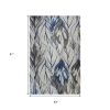 5' X 8' Grey Navy Machine Woven Tropical Indoor Area Rug