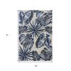 5' X 8' Grey Blue Machine Woven Tropical Indoor Area Rug