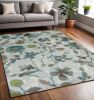 5' X 8' Teal Blue Machine Woven Floral Indoor Area Rug