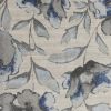 5' X 8' Grey Or Blue Floral Indoor Area Rug
