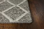 3' X 5' Dark Grey Hand Woven Diamond Pattern Indoor Area Rug