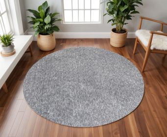 6' Round Grey Heather Plain Indoor Area Rug