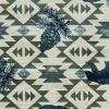 7' Round Ivory Or Blue Geometric Lodge Pattern Indoor Area Rug