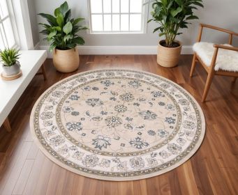 8' Round  Polypropylene Beige Or  Ivory  Area Rug