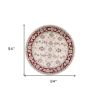 8' Round  Polypropylene Ivory Or Red Area Rug